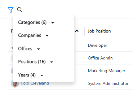 Personnel filter personnel position