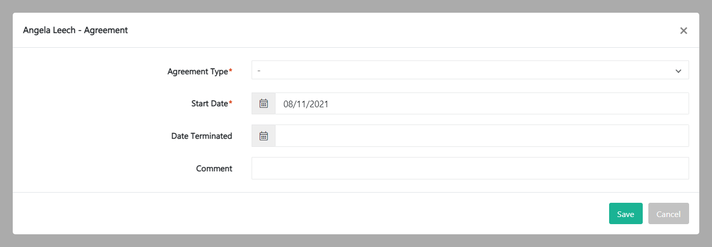 New Agreement agreement type
