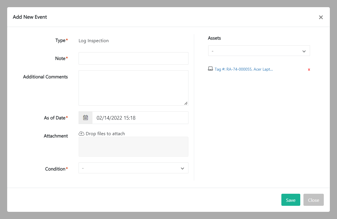 Log Inspection Asset details