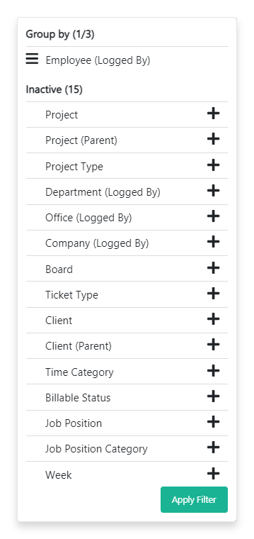 summary report filters