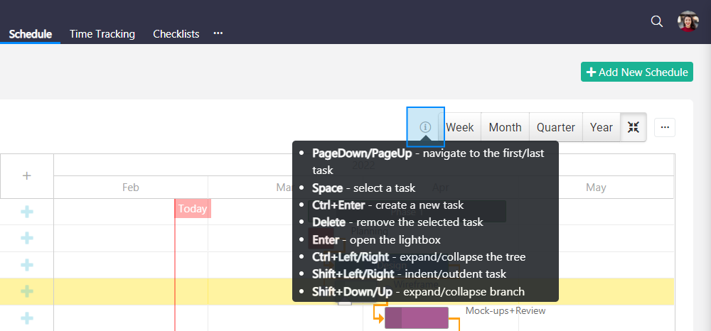 schedule information
