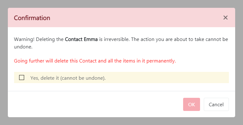Delete Contact Deleting a contact