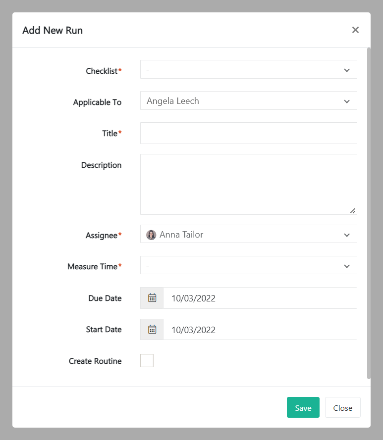 checklist run details