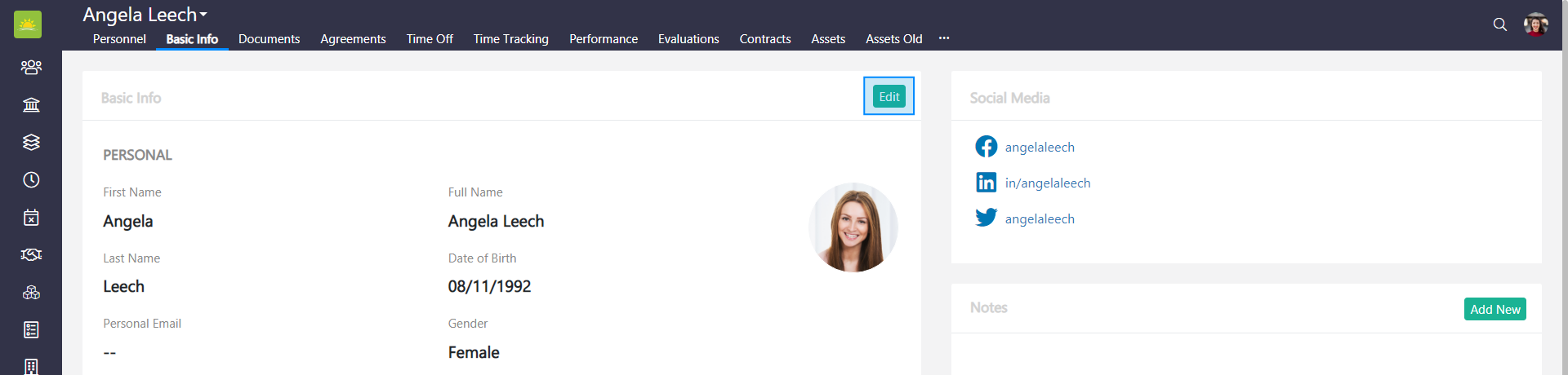 Personnel Basic Info Edit personnel details