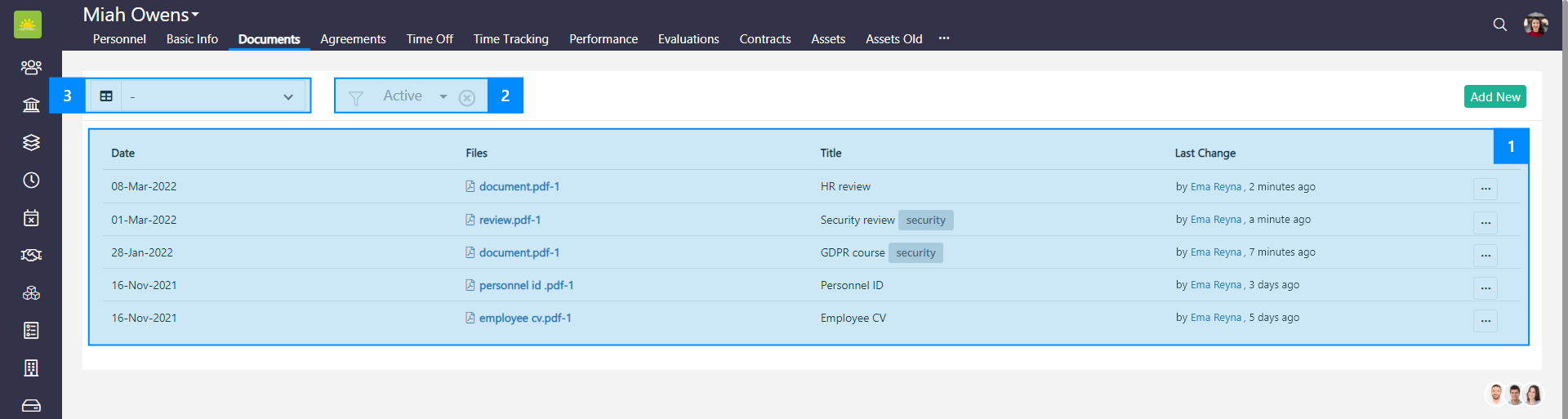 Document Dashboard filter documents